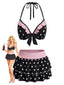 [Prévente] Ensemble bikini dos nu noir pois années 1940