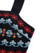 Combishort Smocké Col Carré Brodé Floral Noir Années 50