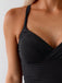 Ensemble Tankini Froncé à Cordons Imprimé Palmiers Noir Années 1950 6