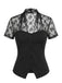 Blouse Col V Patchwork Dentelle Noir Années 60