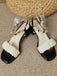 Sandales à Talons Hauts avec Bride de Cheville Noir & Blanc