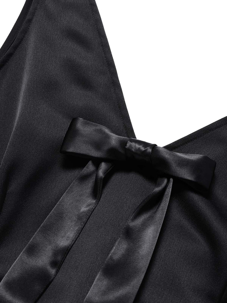 [Prévente] Robe en Mousseline à Pois avec Volants Étagés Noir & Blanc Années 40