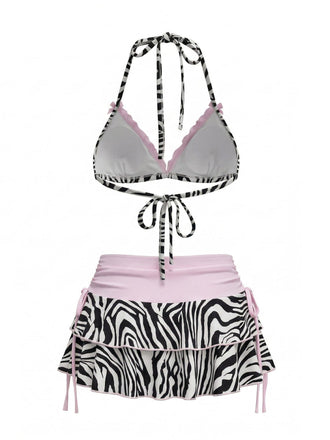 [Prévente] Ensemble Bikini Rayures Zèbre Noir & Blanc Années 1950 2