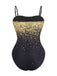 Black swimsuit with gold speckles on a white background