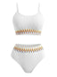 Bikini côtelé taille haute à motif zigzag années 1950