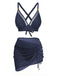 Devant : Ensemble bikini 3 pièces années 50 à boutons en métal massif, une beauté intemporelle, parfait pour les amatrices de mode vintage.