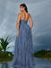 1930s Appliques Tulle Glitter Slit Tiered Prom Dress-wear-back-view