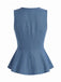 Tops Perle Col V Boutonné Bleu Années 1960 3