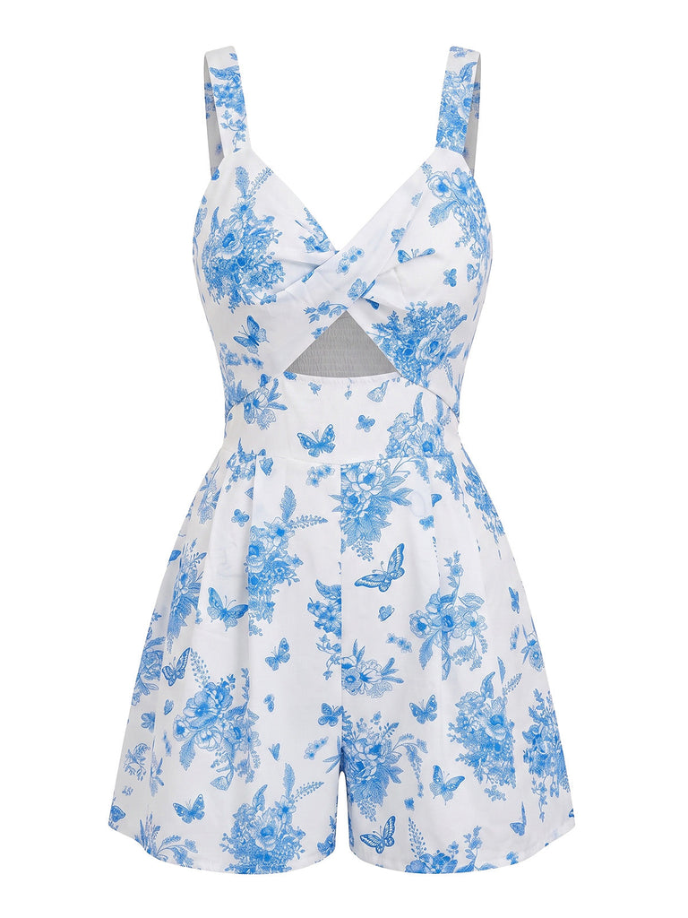 Ensemble Bikini Dos Nu Imprimé Feuilles Tropicales années '60 2