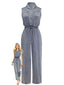 Combinaison western denim bleu ceinture années 1970