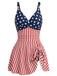 Maillot de Bain Une Pièce Rayé Étoiles Bleu & Rouge Années 1940