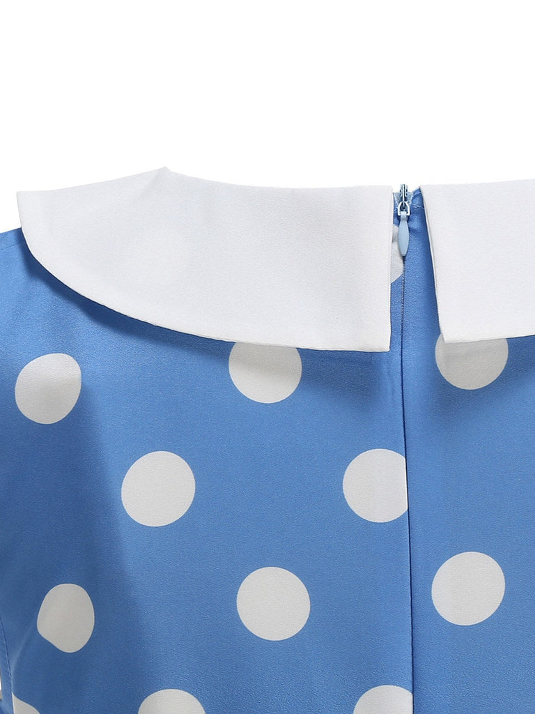 Robe sans manches à pois et col Claudine années 1950