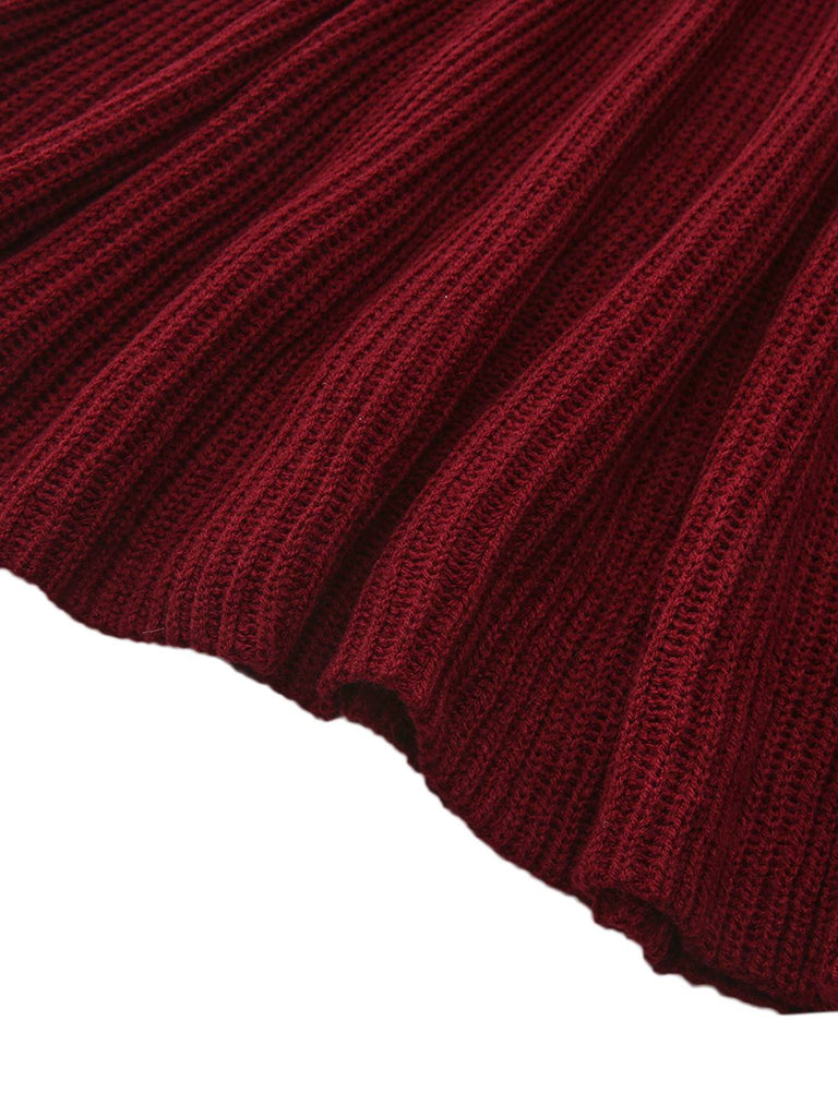 Robe pull manches lanternes en maille unie des années 1940