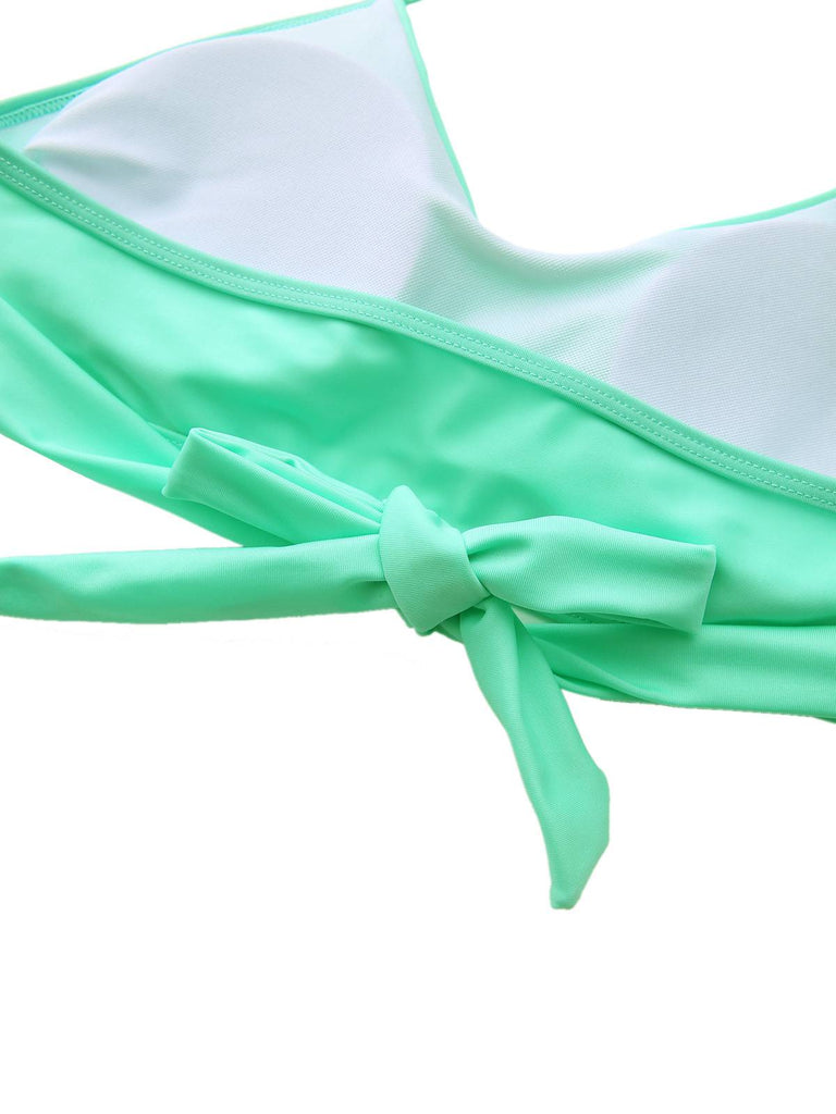 Maillot de bain bikini taille haute à fleurs vert menthe années 1940