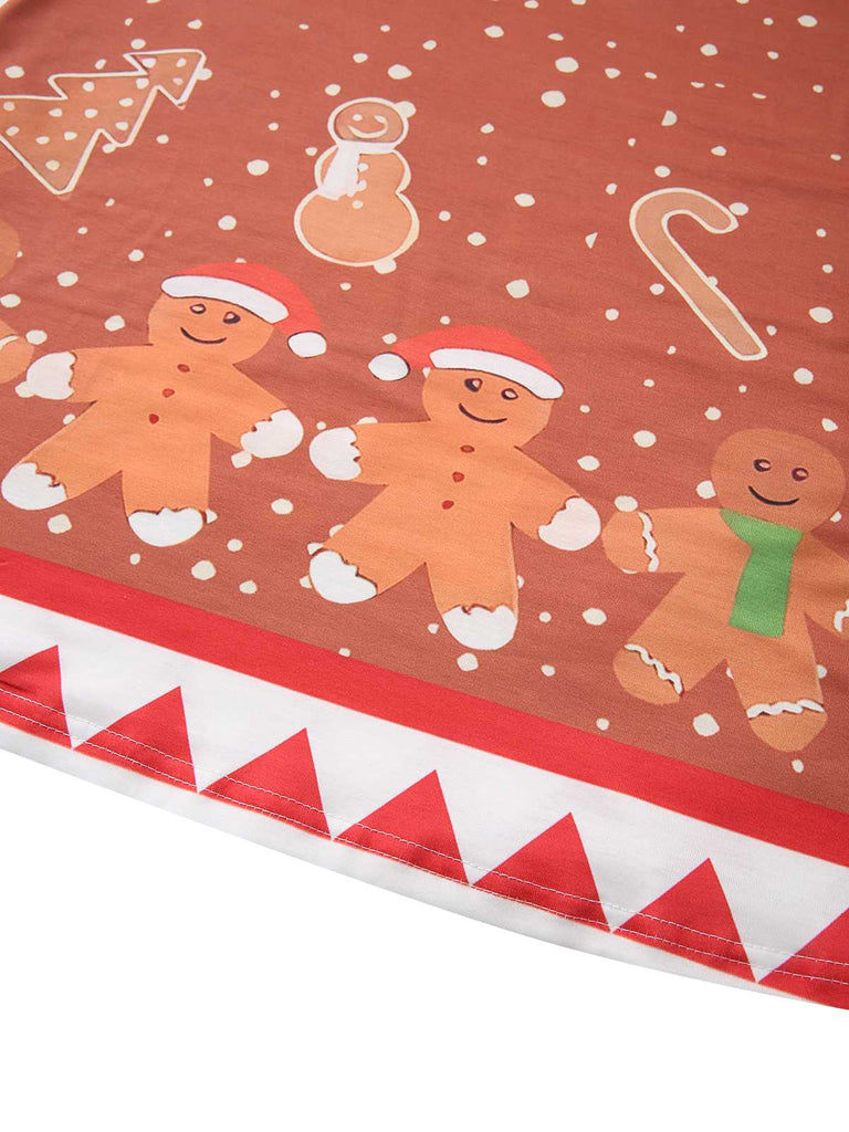 Robe trapèze de Noël motif bonhomme en pain d'épice années 1960