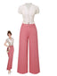 2PCS chemisie tulipe rose et pantalon à boutons années 50