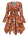 2PCS hauts manches cloche et robe à bretelles marguerite hippie orange des années 1970