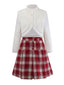 [Prévente] 2PCS Veste fausse laine et jupe plissée blanche et rouge années 1960
