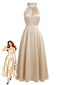 Robe Satin Perle Sans Manches Champagne Années 1930