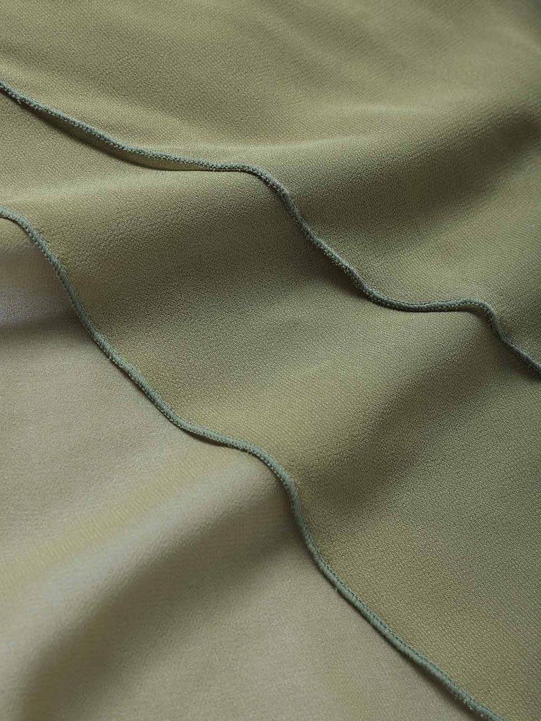 [Prévente] Cache-Maillot Paréo en Mousseline Étagée Taille Nouée Chartreuse Années 1970 7