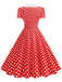Robe Évasée Col Claudine Bicolore à Pois Années 50