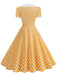 Robe Évasée Col Claudine Bicolore à Pois Années 50