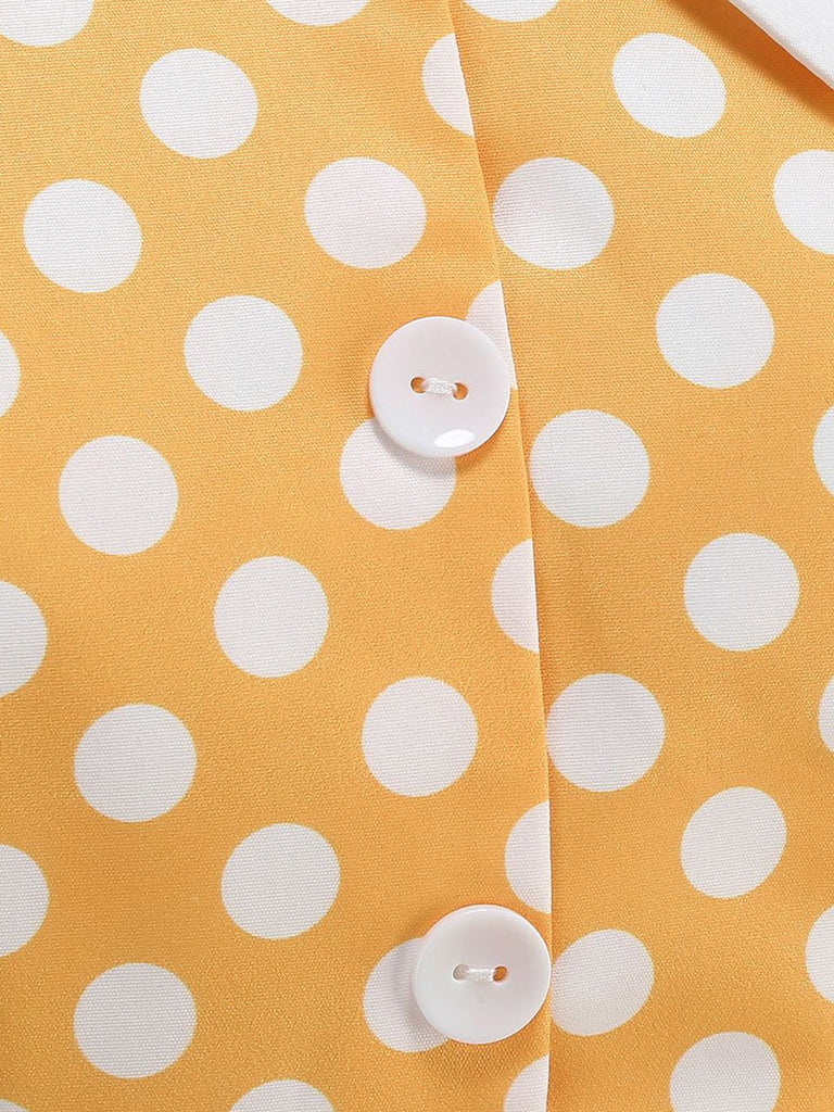 Robe Évasée Col Claudine Bicolore à Pois Années 50