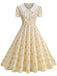 Robe Évasée Col Claudine Bicolore à Pois Années 50