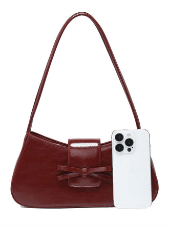 Sac baguette en cuir vintage avec nœud