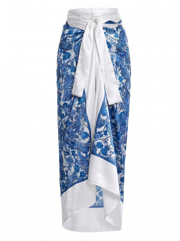 [Prévente] Ensemble 2 Pièces Bikini Imprimé Libellule & Cache-Maillot Bleu Foncé Années 1960 3