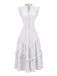 Rose Foncé Robe Évasée Sans Manches en Coton Lin années '50 4
