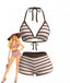 Ensemble Bikini à Lacets Rayé Rose Foncé Années 1980
