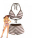 Ensemble Bikini Rose à Lacets Rayé Années 1980