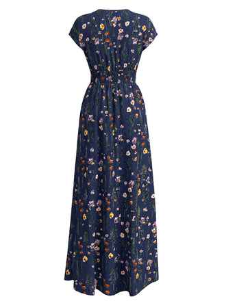 Robe Trapèze Florale à Volants Col Marin années '60 5