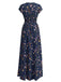 Robe Trapèze Florale à Volants Col Marin années '60 5