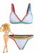 Blanc Coloré Tricot Halter Ensemble Bikini Années 1950