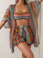 4PCS Ensemble bikini rayé bohème paréo franges 1970s
