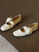 Chaussures Mary Jane Plates en Fausse Peau d'Agneau avec Fleurs 3D Amovibles