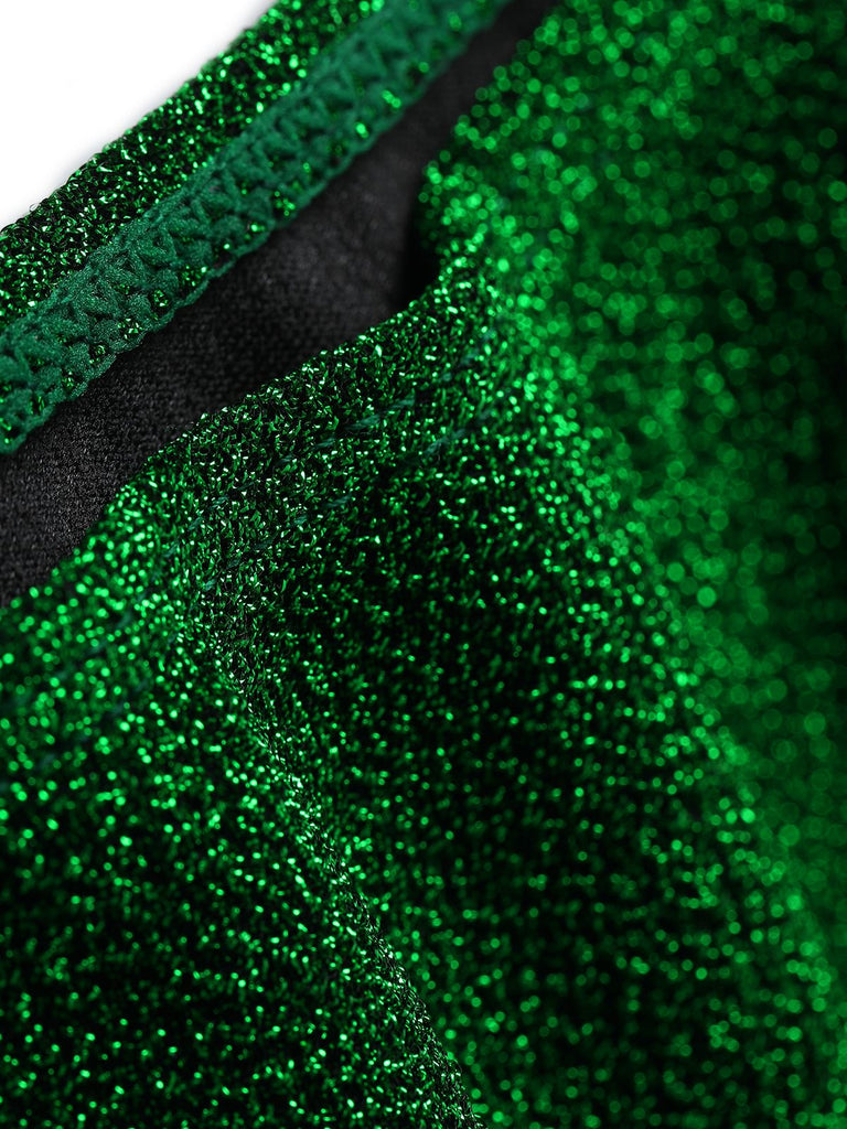 Detail: Green 1940s Solid Starfish Sequined Bikini Set, elegant vintage style, perfect for vintage fashion lovers