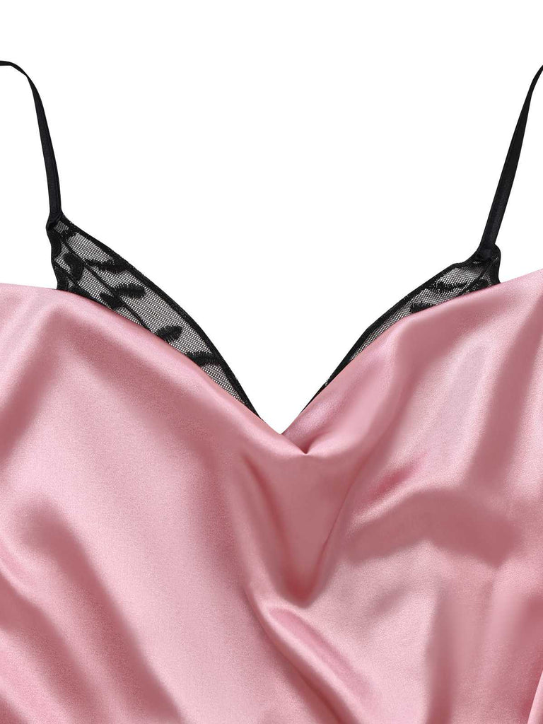 Nuisette en satin ornée de dentelle papillon années 1980