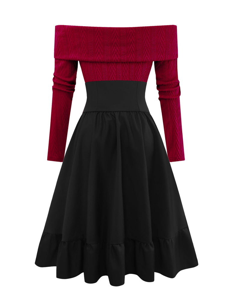 [Prévente] 2PCS Pull en maille à épaules dénudées et jupe années 1950