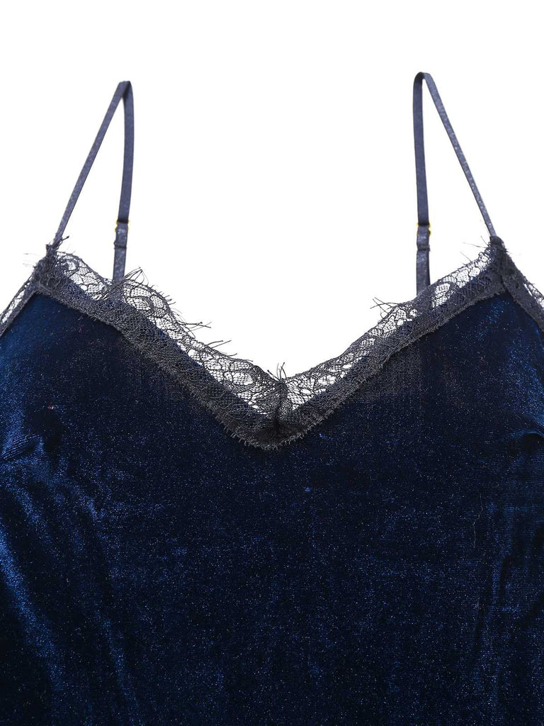 Nuisette en velours et dentelle des années 1960