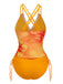 Ensemble tankini patchwork floral à col en V années 1950