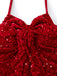 Ensemble robe rouge à paillettes torsadées Noël années 1960