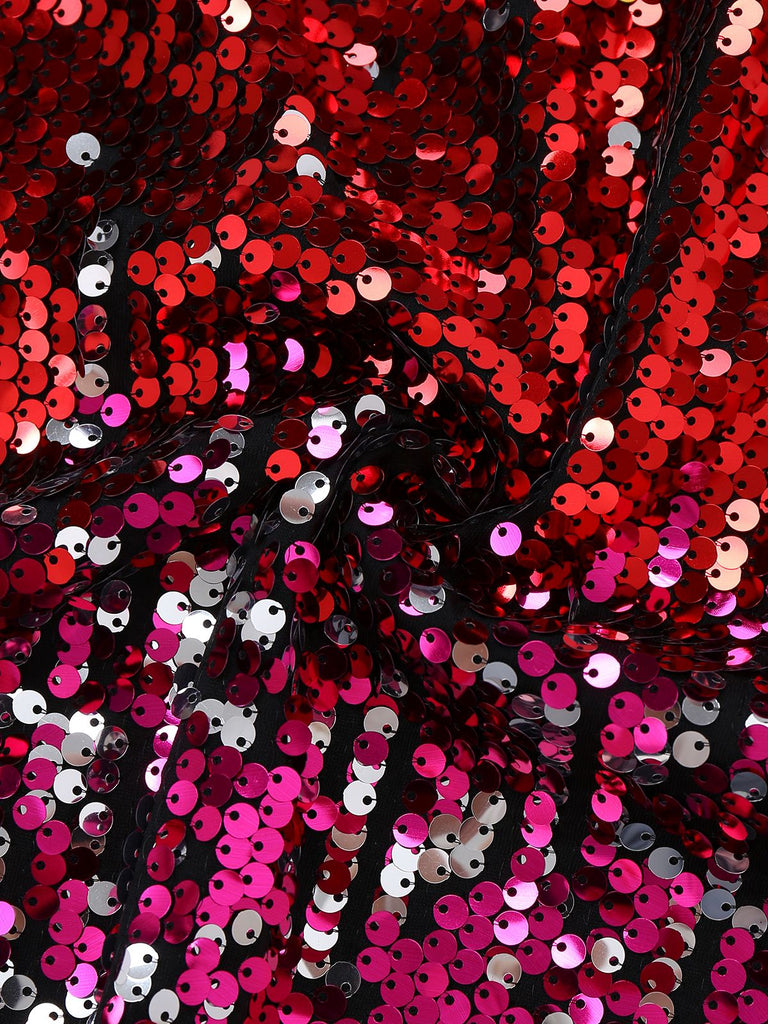 Robe moulante à sequins multicolores bretelles spaghetti des années 1980