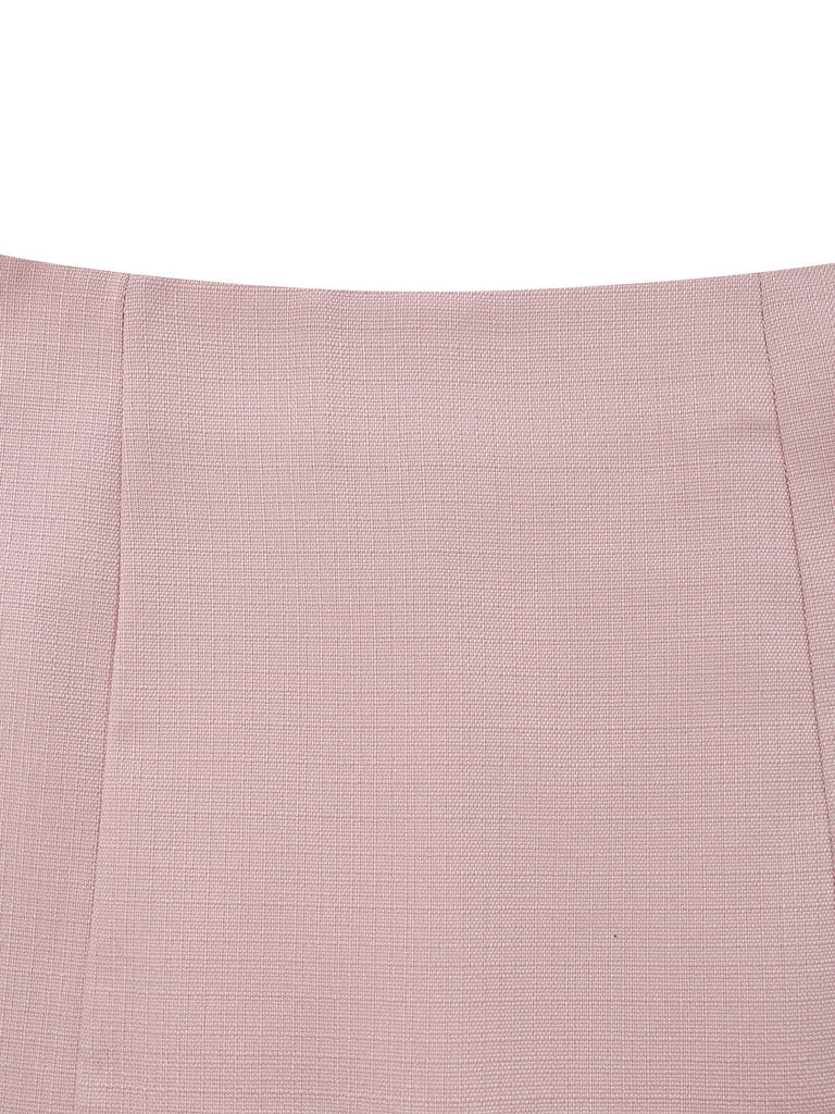 Ensemble blazer et jupe boutonnés rose pâle années 1980