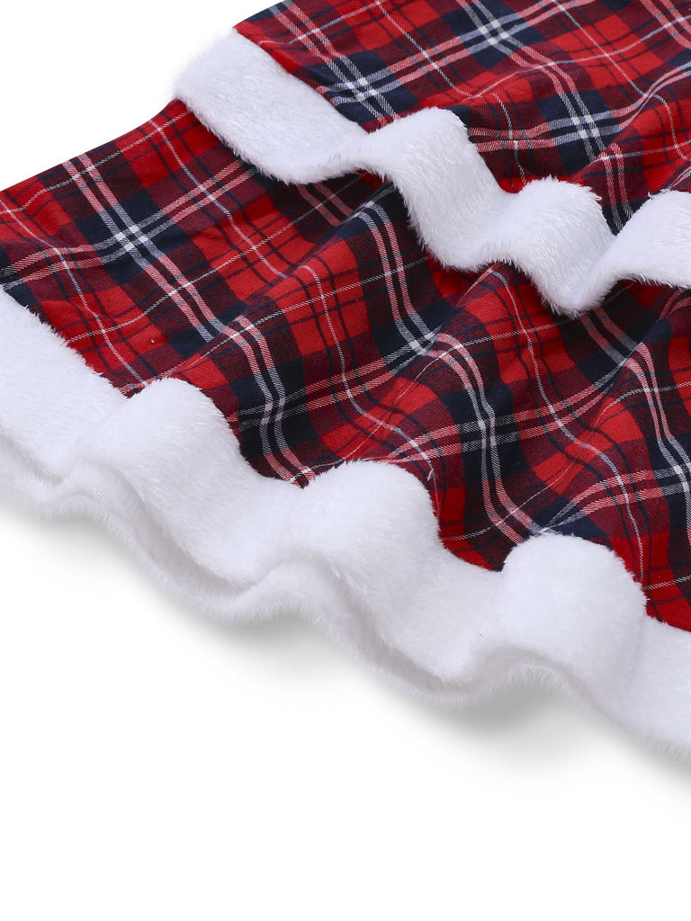 Ensemble robe bustier patchwork à carreaux rouges des années 1960