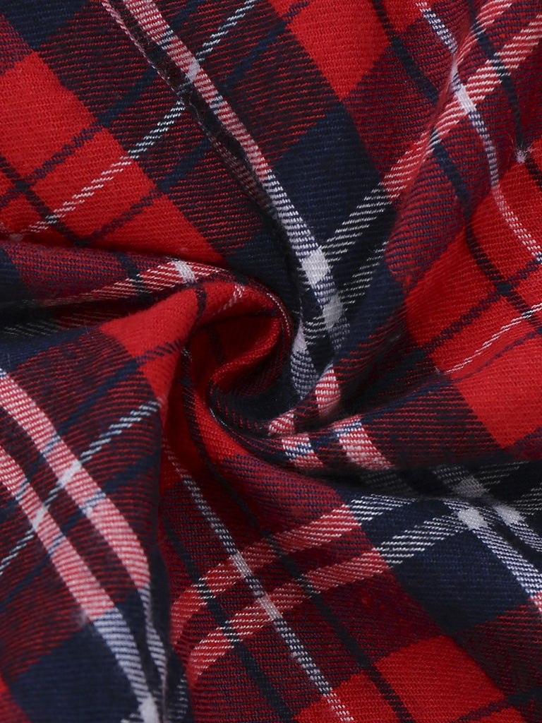 Ensemble robe bustier patchwork à carreaux rouges des années 1960