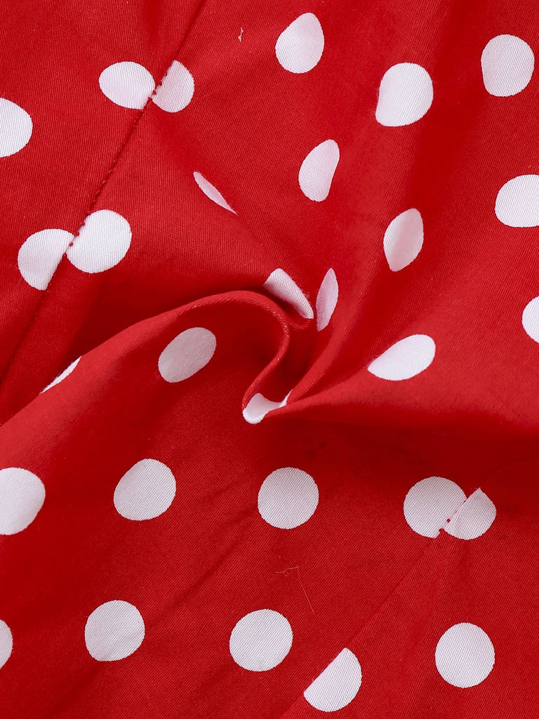 Ensemble robe à pois rouges et jupe en résille années 1980