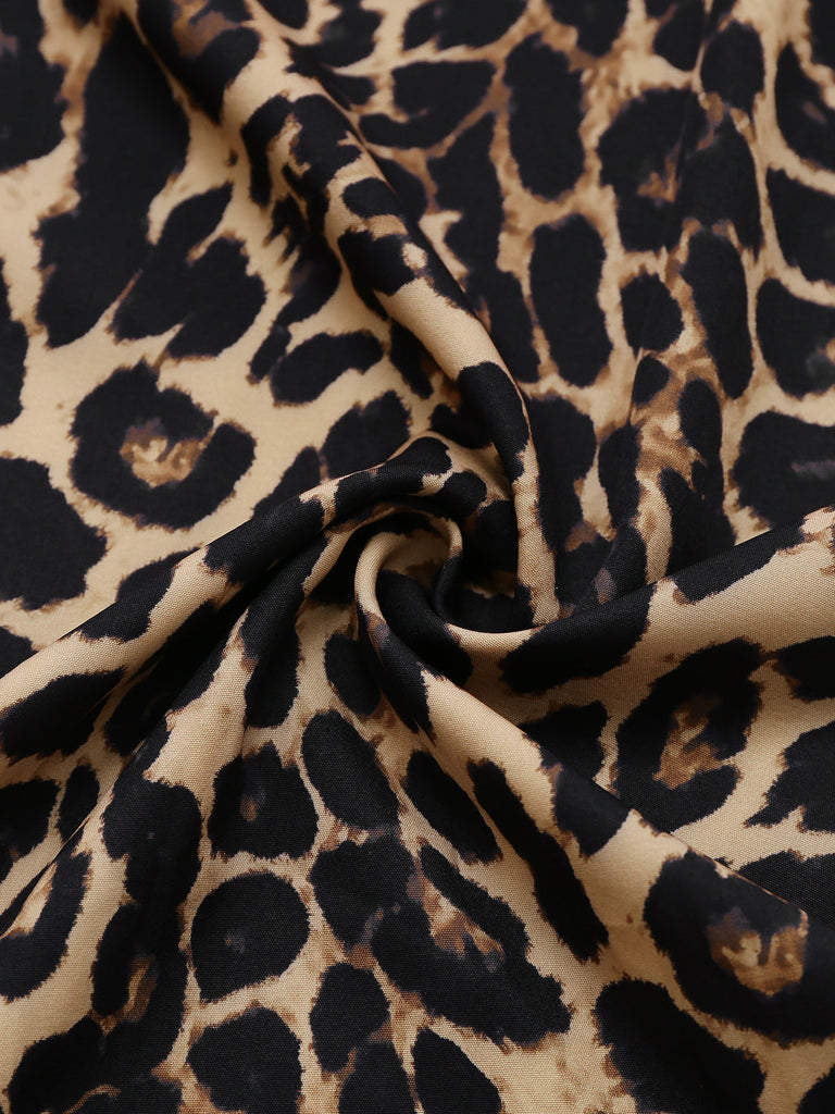 [Pré-vente] Combinaison sans manches col revers léopard marron des années 1970